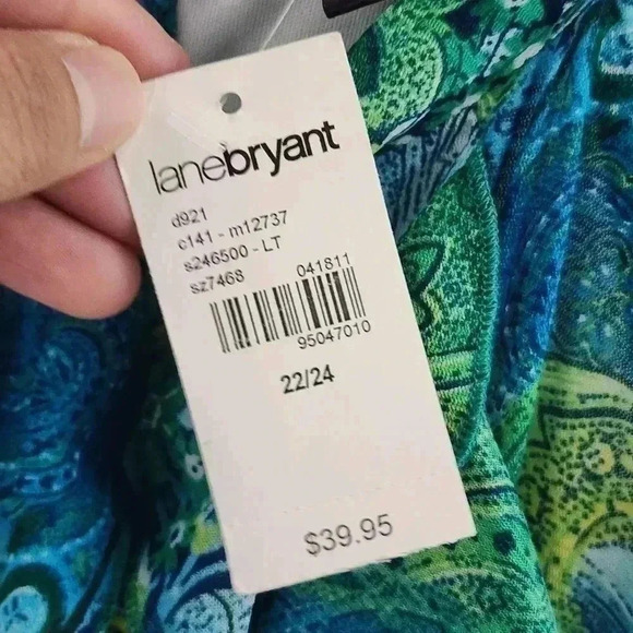 New Lane Bryant Women's 22/24 Tank Blouse High Neck Printed Back Keyhole - Picture 5 of 8